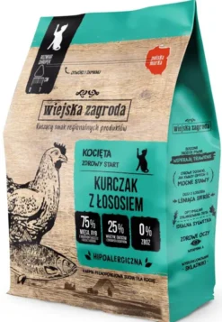 Wiejska Zagroda Kurczak z łososiem Sucha Karma dla kociąt op. 400g