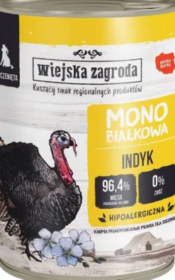 Wiejska Zagroda Monobiałkowa Indyk Mokra Karma dla szczeniaka op. 400g Pakiet 12szt.