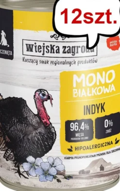 Wiejska Zagroda Monobiałkowa Indyk Mokra Karma dla szczeniaka op. 400g Pakiet 12szt.