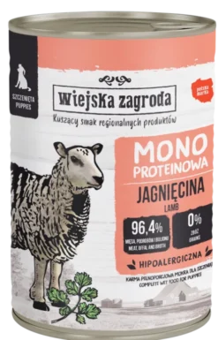 Wiejska Zagroda Monoproteinowa Jagnięcina Mokra Karma dla szczeniaka op. 400g