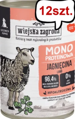 Wiejska Zagroda Monoproteinowa Jagnięcina Mokra Karma dla szczeniaka op. 400g Pakiet 12szt.