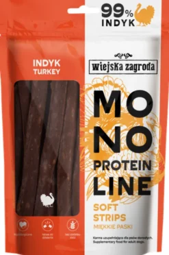 Wiejska Zagroda Monoprotein Soft Stripes Przysmaki z Indykiem dla psa op. 100g
