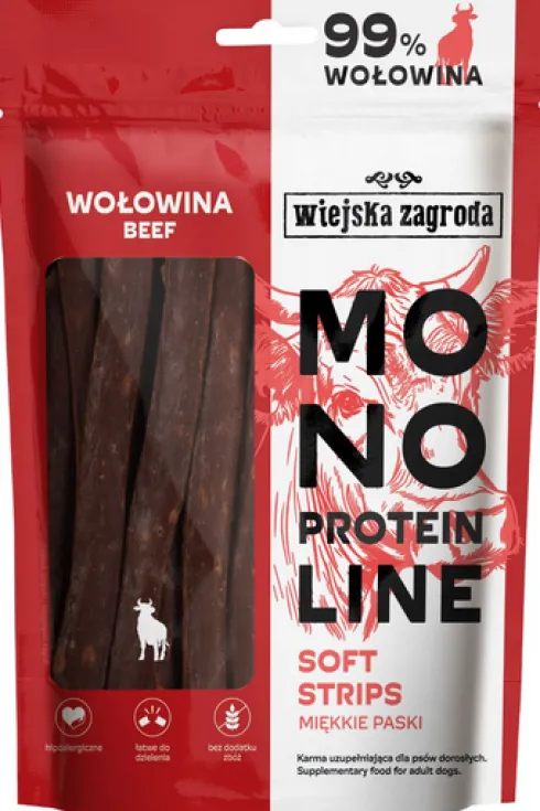 Wiejska Zagroda Monoprotein Soft Stripes Przysmaki z Wołowiną dla psa op. 100g