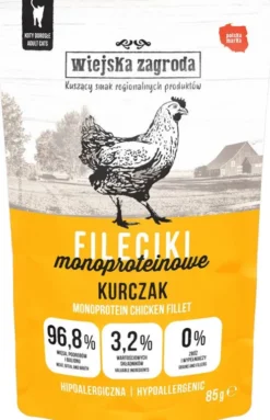 Wiejska Zagroda Monoproteinowe Fileciki Kurczak Mokra Karma dla kota op. 85g Pakiet 12szt.