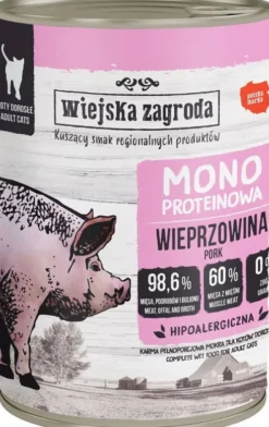 Wiejska Zagroda Monoproteinowa Wieprzowina Mokra Karma dla kota op. 400g Pakiet 12szt.