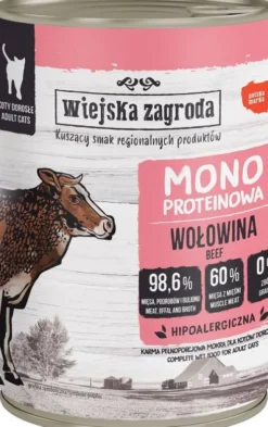 Wiejska Zagroda Monoproteinowa Wołowina Mokra Karma dla kota op. 400g Pakiet 12szt.