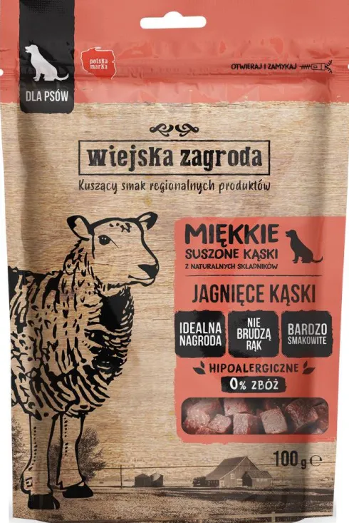 Wiejska Zagroda Przysmaki Suszone Kąski Jagnięcina dla psa op. 100g