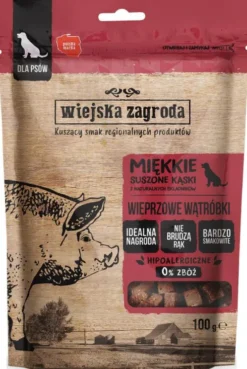 Wiejska Zagroda Przysmaki Suszone Kąski Wieprzowe Wątróbki dla psa op. 100g