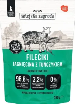 Wiejska Zagroda Puppy Fileciki Jagnięcina z tuńczykiem Mokra Karma dla szczeniąt op. 280g Pakiet 6szt.