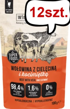 Wiejska Zagroda Wołowina z cielęciną i kocimiętką Mokra Karma dla kota op. 100g Pakiet 12szt.
