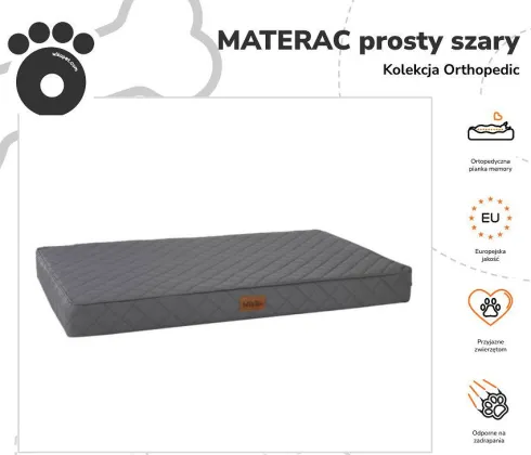 Wikopet Orthopedic Legowisko Materac rozm. M 77x65cm kolor szary