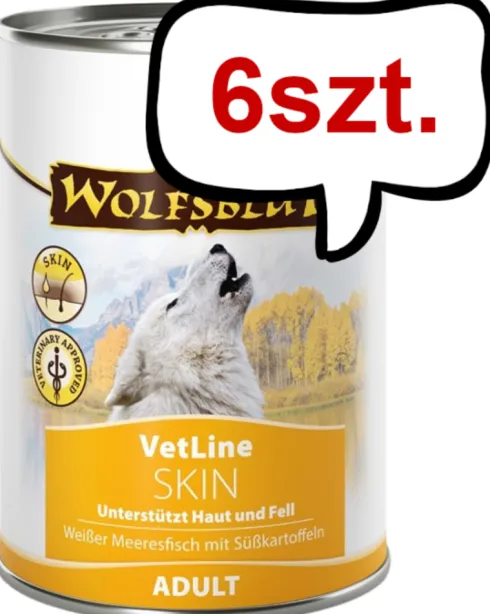 Wolfsblut VetLine Skin&Coat Mokra Karma dla psa op. 395g Pakiet 6szt. WYPRZEDAŻ