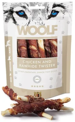 Woolf Przysmak Chicken and Rawhide Twister dla psa op. 100g