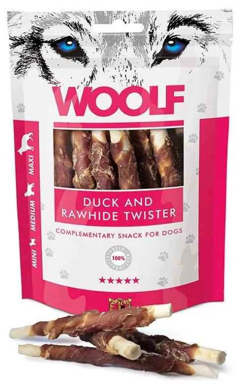 Woolf Przysmak Duck and Rawhide Twister dla psa op. 100g