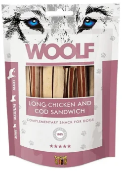 Woolf Przysmak Long Chicken and Cod Sandwich dla psa op. 100g