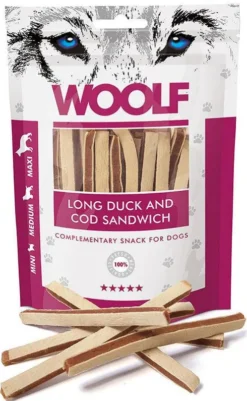Woolf Przysmak Long Duck and Cod Sandwich dla psa op. 100g